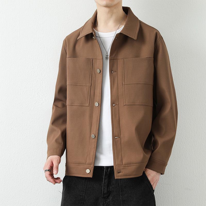 Autumn and Winter New Silhouette Work Jacket Men's Casual Lapel Spring and Autumn Versatile Twill Men's Jacket