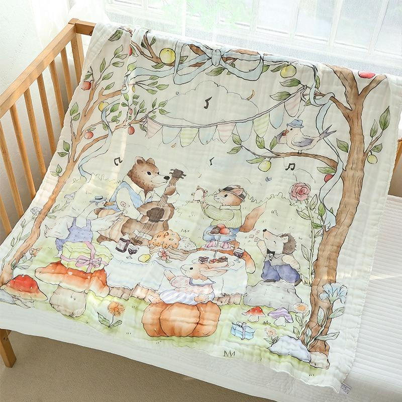 Designer Baby Summer Blanket Soft Breathable 6-layer Combed Cotton Gauze Baby Bath Towel Newborn Swaddle