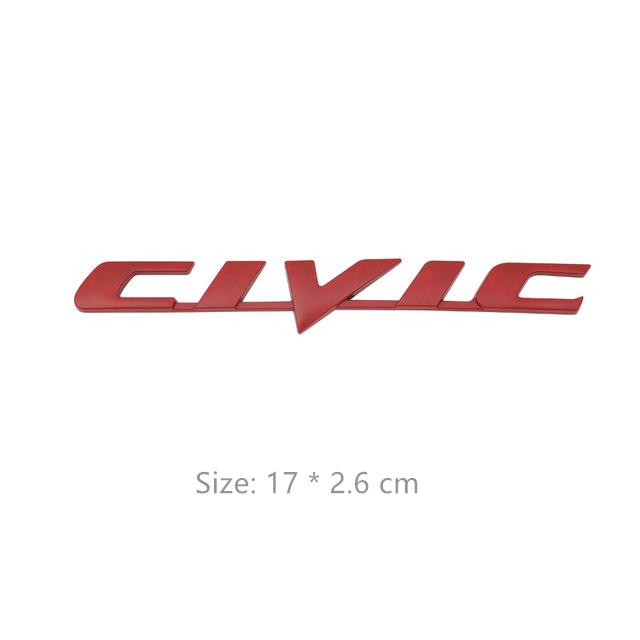 Civic Logo Car Trunk Sticker Aluminium Trim Accessories For Honda Civic Fit Jazz Accord Pilot CRV Odyssey Passport City ZR-V
