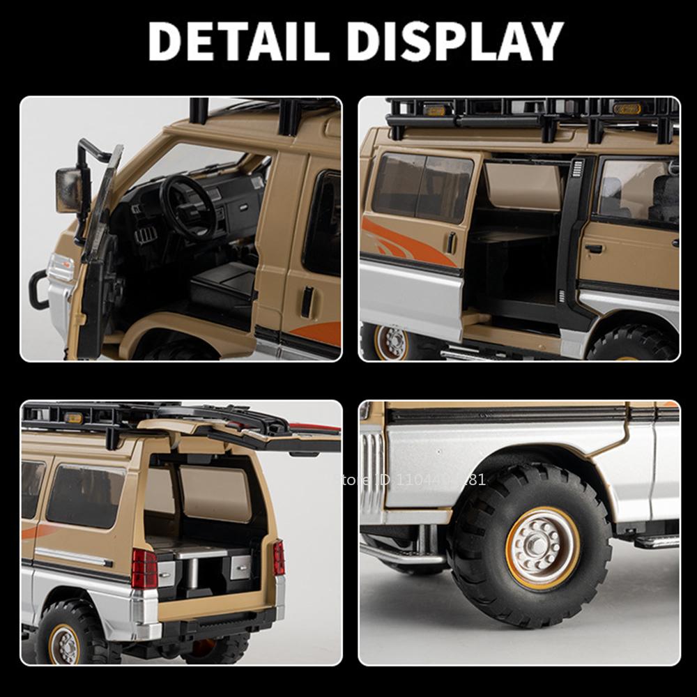 1:24 Mitsubishi Delica H2 Alloy Model Toy Diecast Car Doors Opened With Sound Light Pull Back Miniature Vehice Boy Birthday Gift