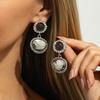 Orecchini Lunghi con Frange in Pietra Preziosa Intagliata Stile Corteo Vintage Orecchini a Bottone Geometrici in Acrilico con Diamanti Lusso Leggero