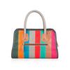 Leather Women'S Bag, Colored Stripes Contrasting Color Shoulder Messenger Bag, Cowhide Handbag.