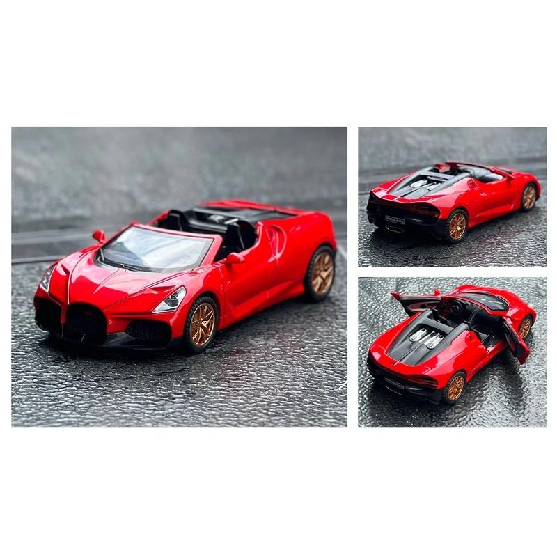 1/32 Bugatti Mistral W16 Alloy Sports Car Model Diecast Metal Toy Racing Car Model Simulation Sound and Light Childrens Toy Gift