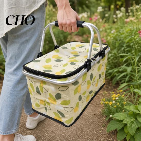 Splash-proof Picnic Basket Insulated Bag, Foldable Thermal Lunch for Outdoor, Heavy Durable Storage Bag Duty Aluminum Foil Cooler Food, Camping