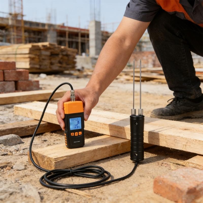 Digital Moisture Tester with Backlit LCD Screen and Auto Shutdown Function for Accurate Humidness Measurement in Wood and Textiles
