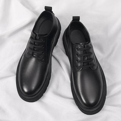 2025 Spring New Small Leather Shoes Men's British Style Large Size Men's Shoes 45 46 Black Lace-up Antique Trendy Shoes D54