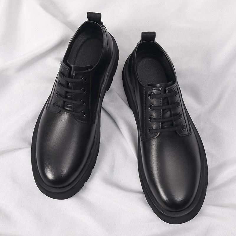 2025 Spring New Small Leather Shoes Men's British Style Large Size Men's Shoes 45 46 Black Lace-up Antique Trendy Shoes D54