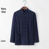 Men's Bamboo Cotton & Linen Retro Tang Suit Shirt for Spring/Summer - Long-Sleeved Kung Fu Tai Chi Tea Service