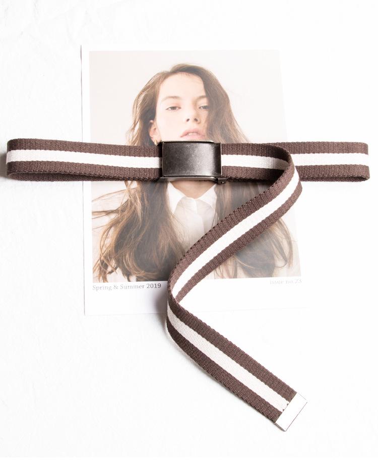 3.2cm Smooth Buckle Striped Canvas Belt - Trendy Korean Style Jeans Accessory for Women