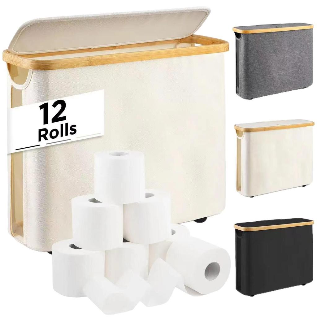 Clear Toilet Paper Holder & Non-slip Storage Bin Dustproof Basket