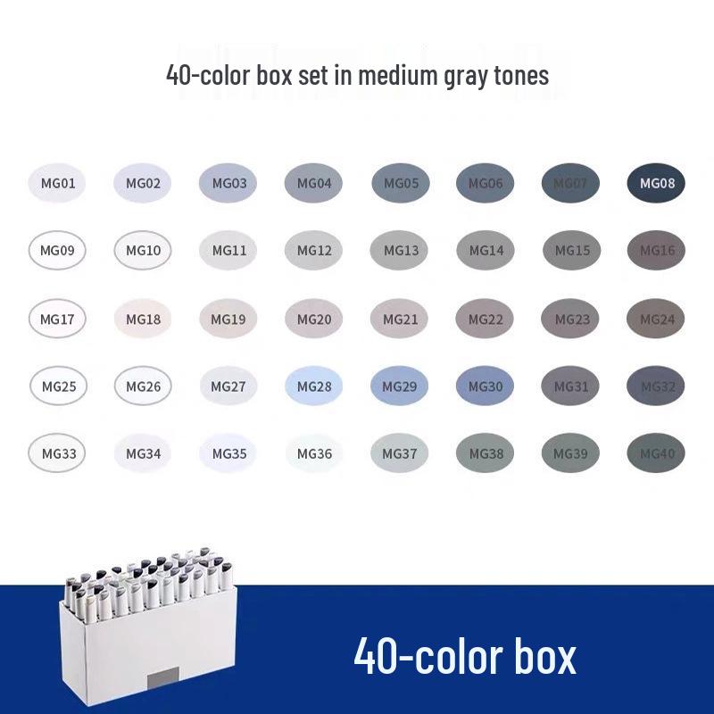 Sta 9400 Color Marker Set - 40/80/120/160/200 Pieces, Red, Yellow, Blue, Green, Medium Gray