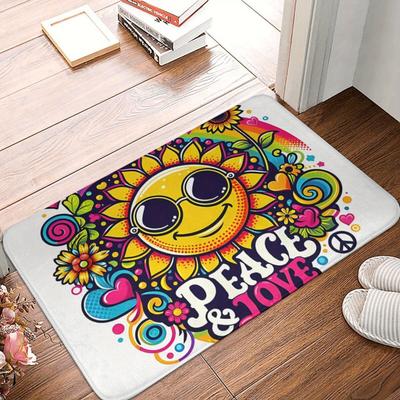 1 Stück PEACE LOVE Figur Fußmatten Küchenteppiche Rutschfest Pop Design Wohnzimmerteppiche Badematte Teppich für Zuhause Spüle Wäsche Dekor