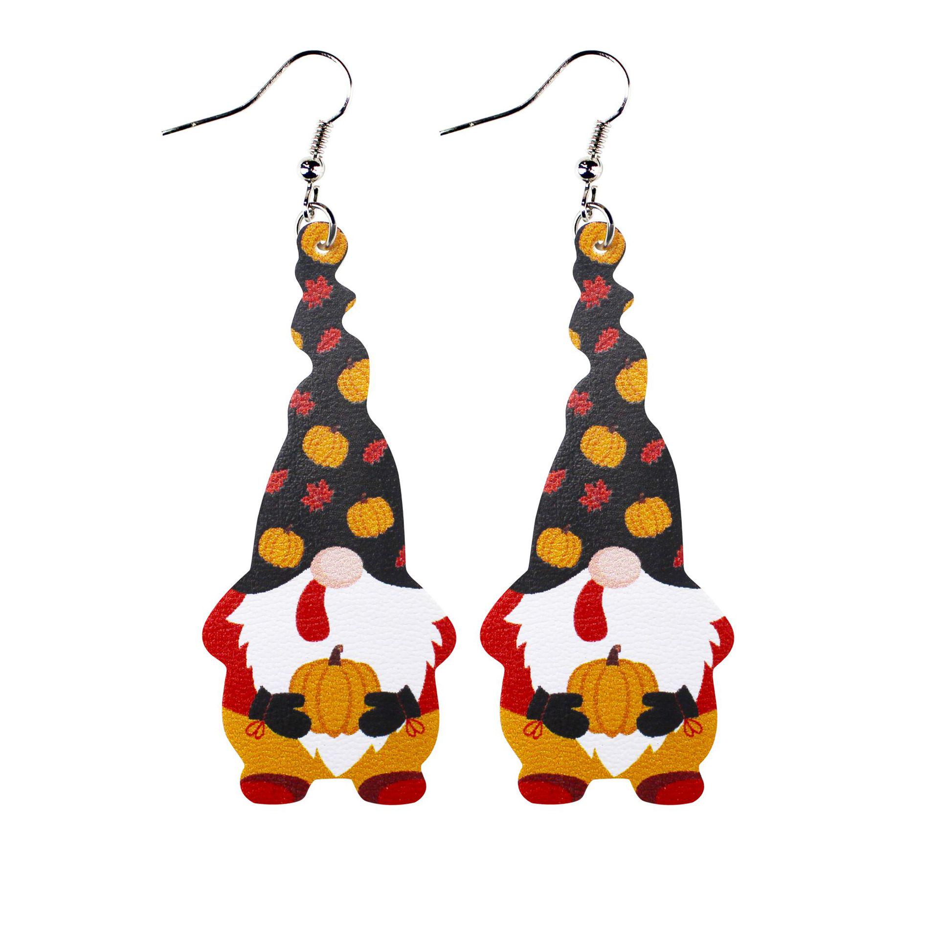 

Halloween Thanksgiving Pumpkin Leaf Dwarf Earrings: Festive Leather Holiday Decoration