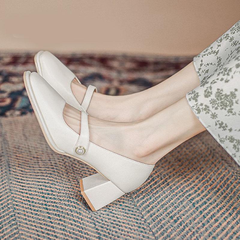 Fashion New Fashion Spring Autumn Pumps Women High Heels Shoes Chunky Heels Buckle Loafers Platform Black Brown Retro Heels Women Shoes