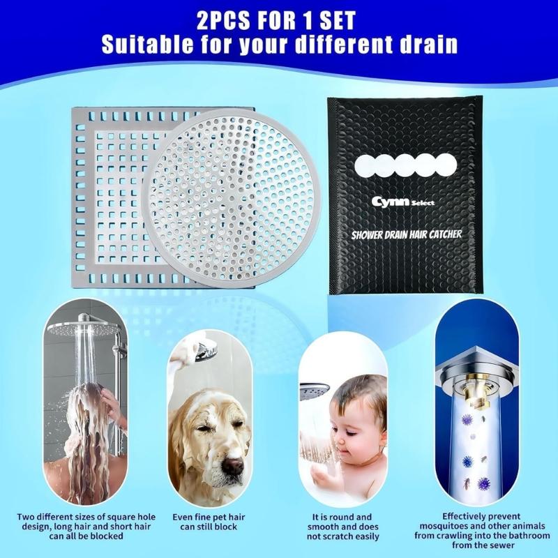 Pack of 2 Hair Catcher Drain Cover 5inch rustless Construction Sink Catches Standard Fit for Sink Tub Shower Applications
