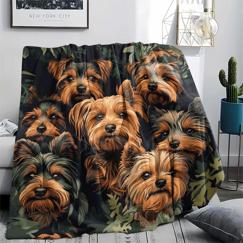 

Yorkshire Terrier pattern Flannel Blanket, High quality Comfortable for All Seasons, Home Decor, Warmth and Comfort, Perfect for Gifts. 80cm x 120cm