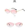 Women's sunglasses, men's and women's fashion snakehead rhombus sunglasses, frameless trimmed metal sunglasses