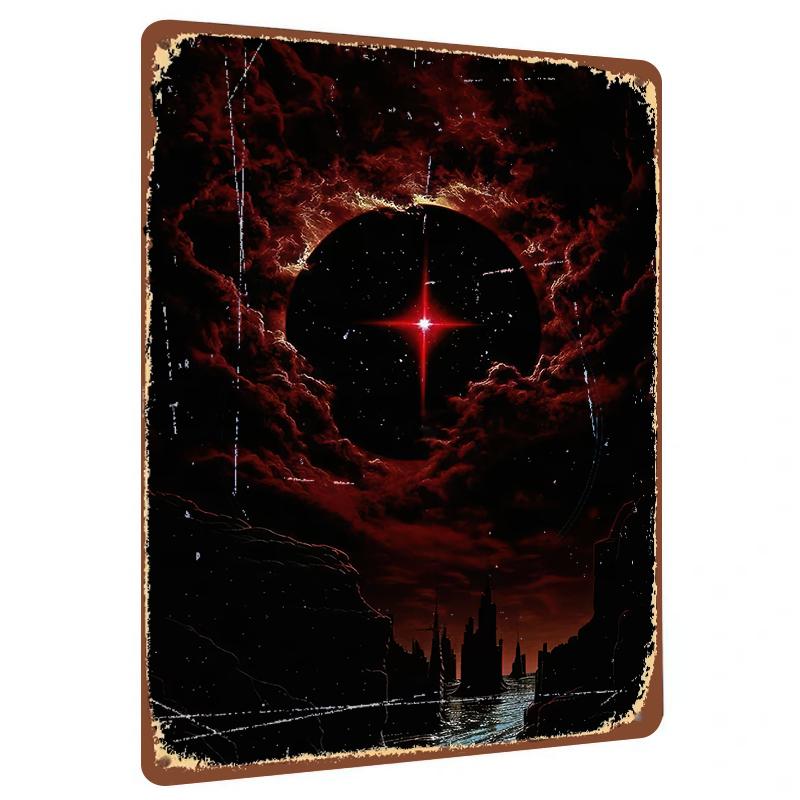 

Dark Nebula Red Giant Star Metal Wall Art Cosmic Space Decorative Painting Home Decoration 20x30cm（7.8x11.8inch）