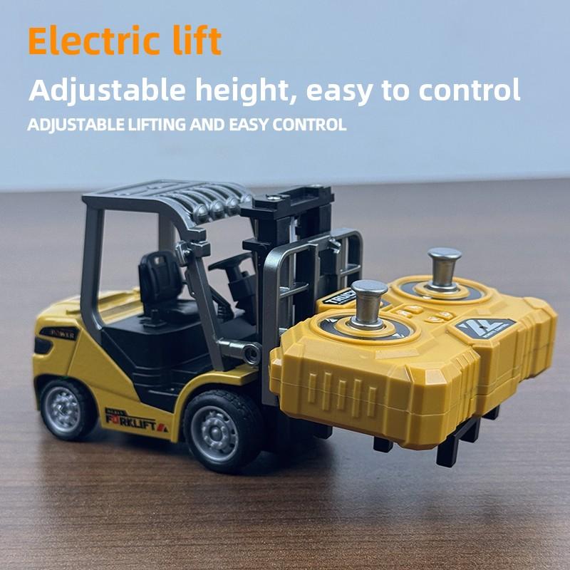 2-in-1 Desktop Mini Alloy Toy 1:64 Bluetooth Remote Control Forklift Car with Trailer Christmas New Year Gift In Color Box