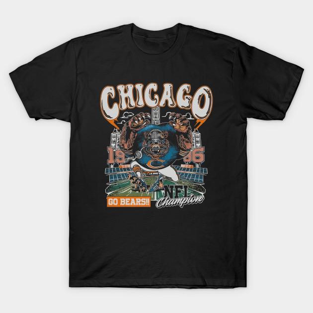 

Men Black Print T-shirt Chicago Football Go Bears No-Cut Transfer Paper Print Cotton Tshirt M чорний