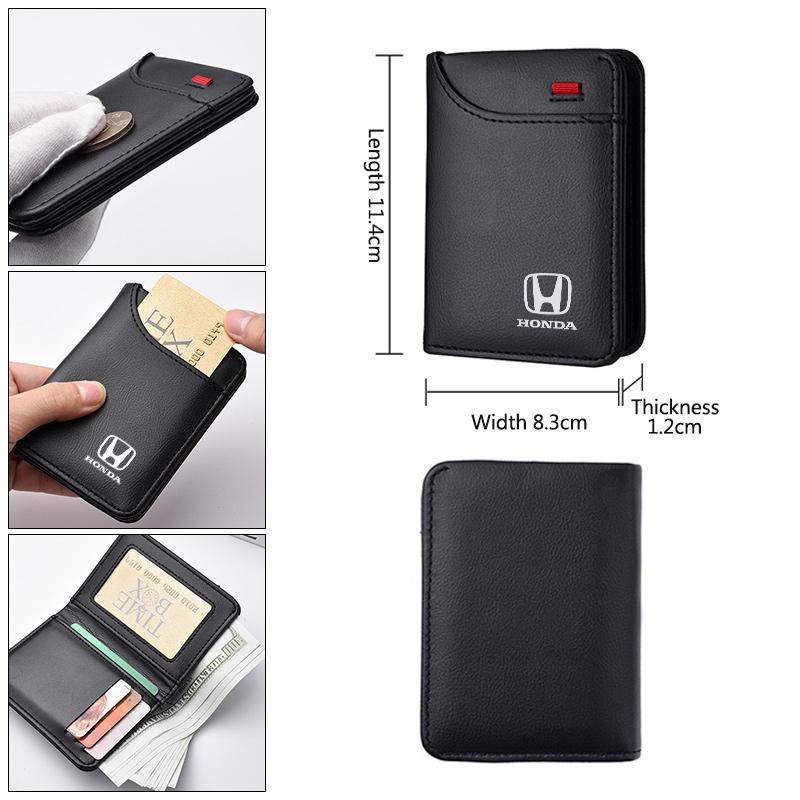 Leather Mini Credit Card Purse Portable Car Wallet For Honda civic accord fit jazz pilot CRV odyssey passport city shuttle HRV XI6