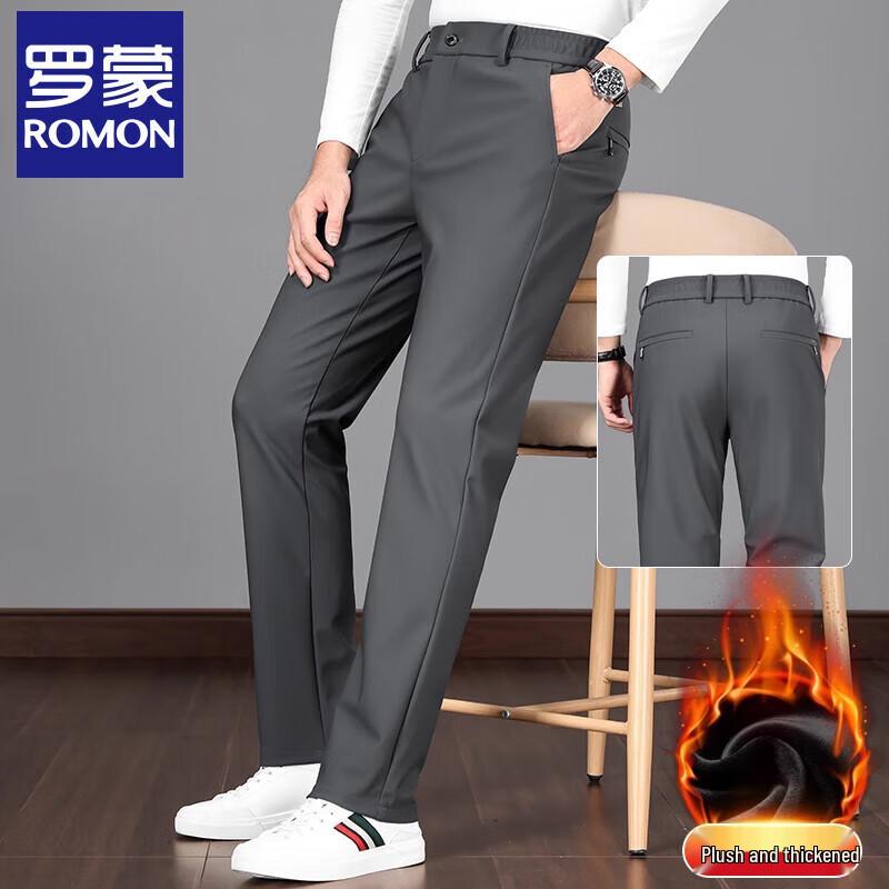 

Luomeng Men s Business Casual Fleece Lined Winter Trousers 38