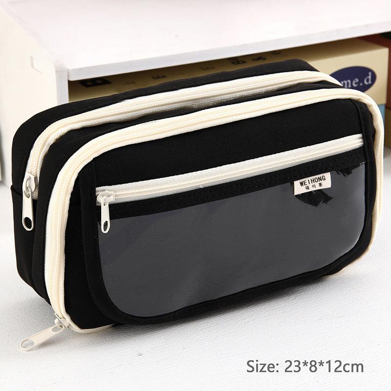 Large Capacity Pencil Bag Capybara Cartoon Stationery Holder Bag With Brooches Stickers Clips Keychains Children Pen Case
