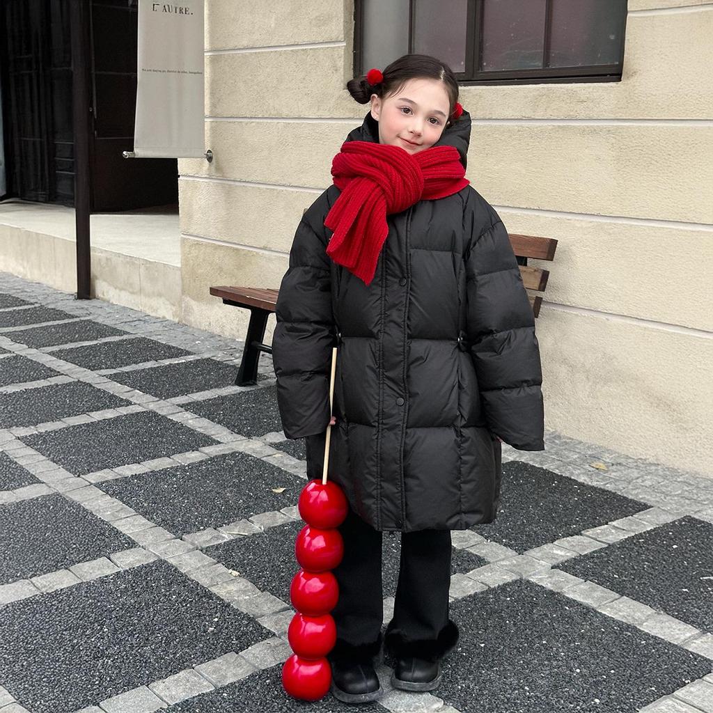 Yuchen Kids' Girls' Long White Duck Down Jacket - 2025 Winter Edition