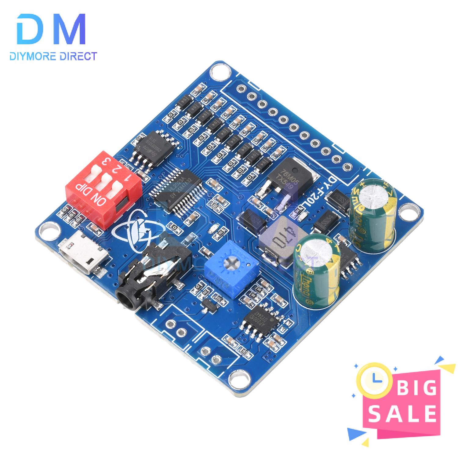

DY-F20L Voice Playback Module 6-35V 9 Channel Independent Low Level Trigger 20W Class D Amplifier 32Mbit Flash Micro USB