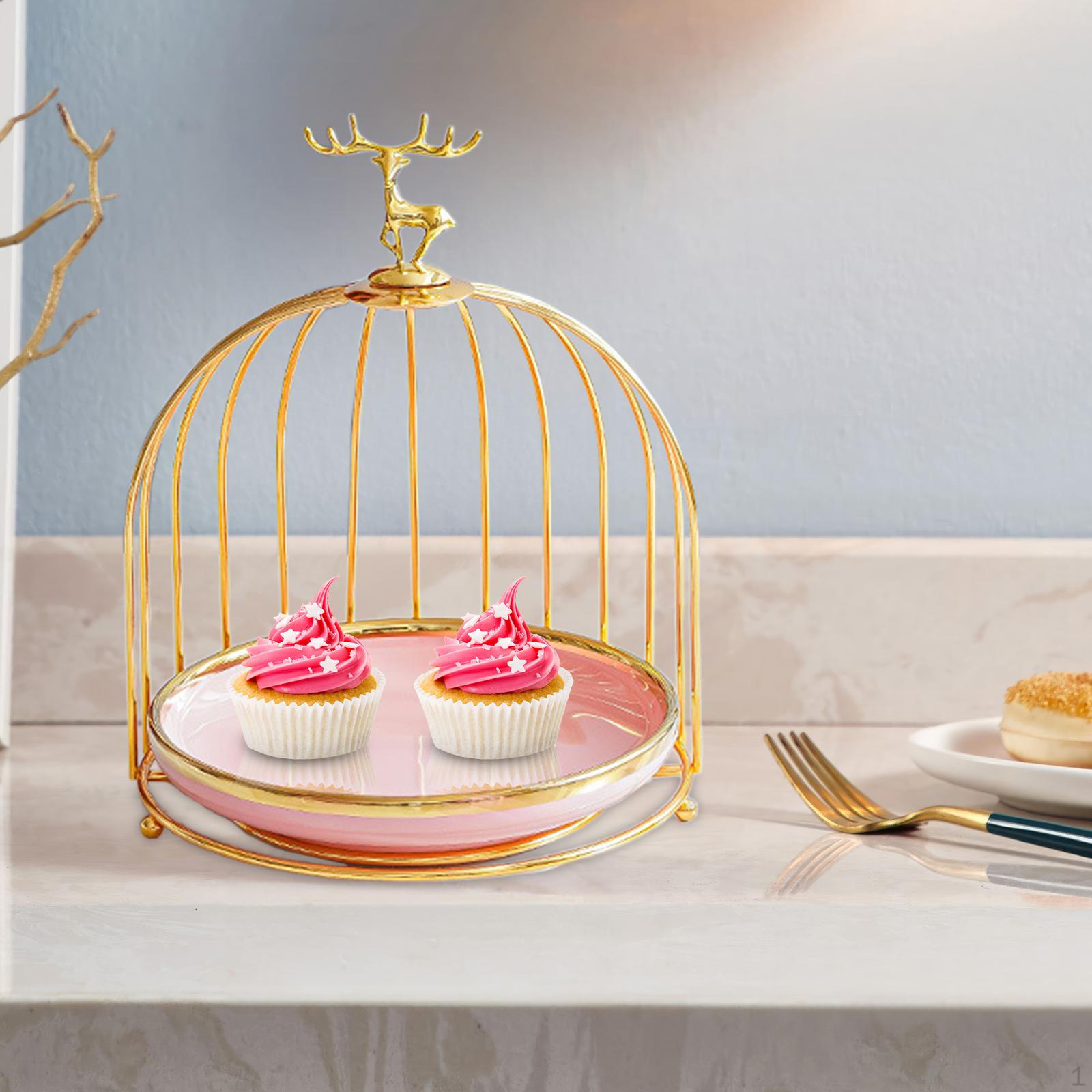

Піднос для кексів Декоративна підставка Портативна багатофункціональна стійка для клітки для птахів Тарілка для фруктів Випічка рожевий