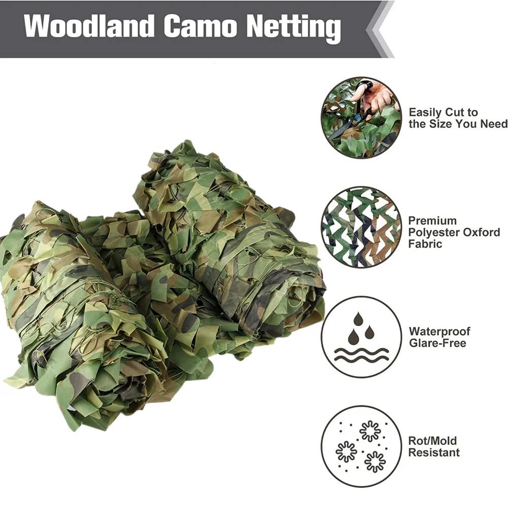 4Mx5M/4Mx6M Hunting Camouflage Nets Woodland Training Camo Netting Car Covers Shade Sunscreen Camping Sun Shelter Privacy Cloth