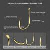 20Pcs/Pack Single Barbed Hook High Carbon Steel Gold Fish Hooks Golden Fishing Hooks  Fishing Lover