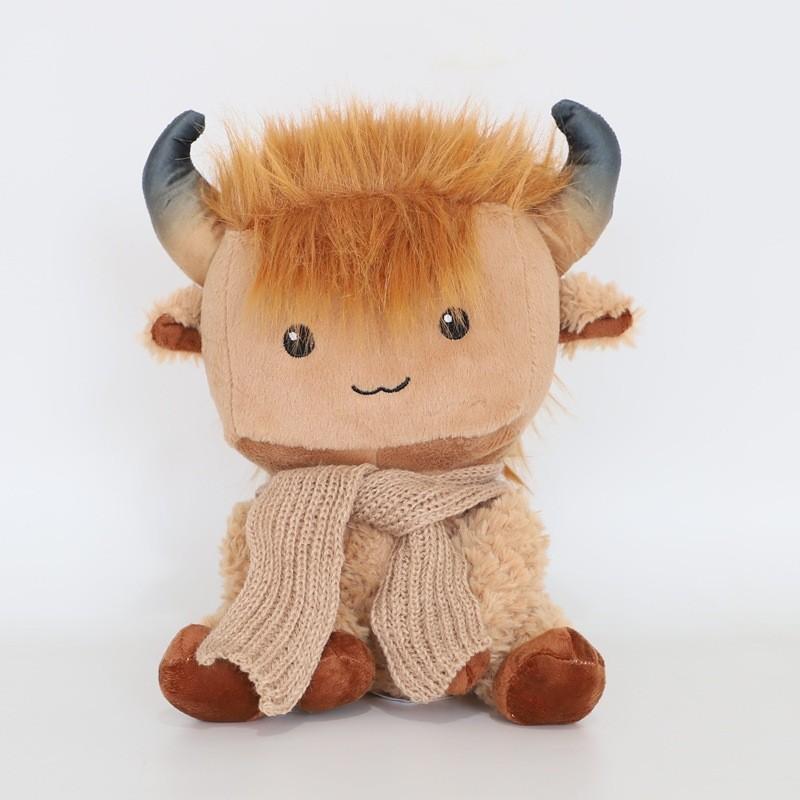 

Highland Cow Plush Toy With Scarf Soft Plush For Kids And Collectors