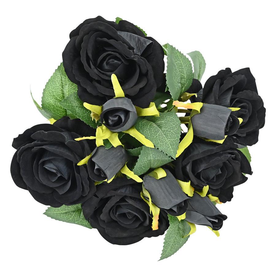 Three Halloween Black Rose Dark Series Home Decoration Halloween Event Props Simulation Flower Photography Props
