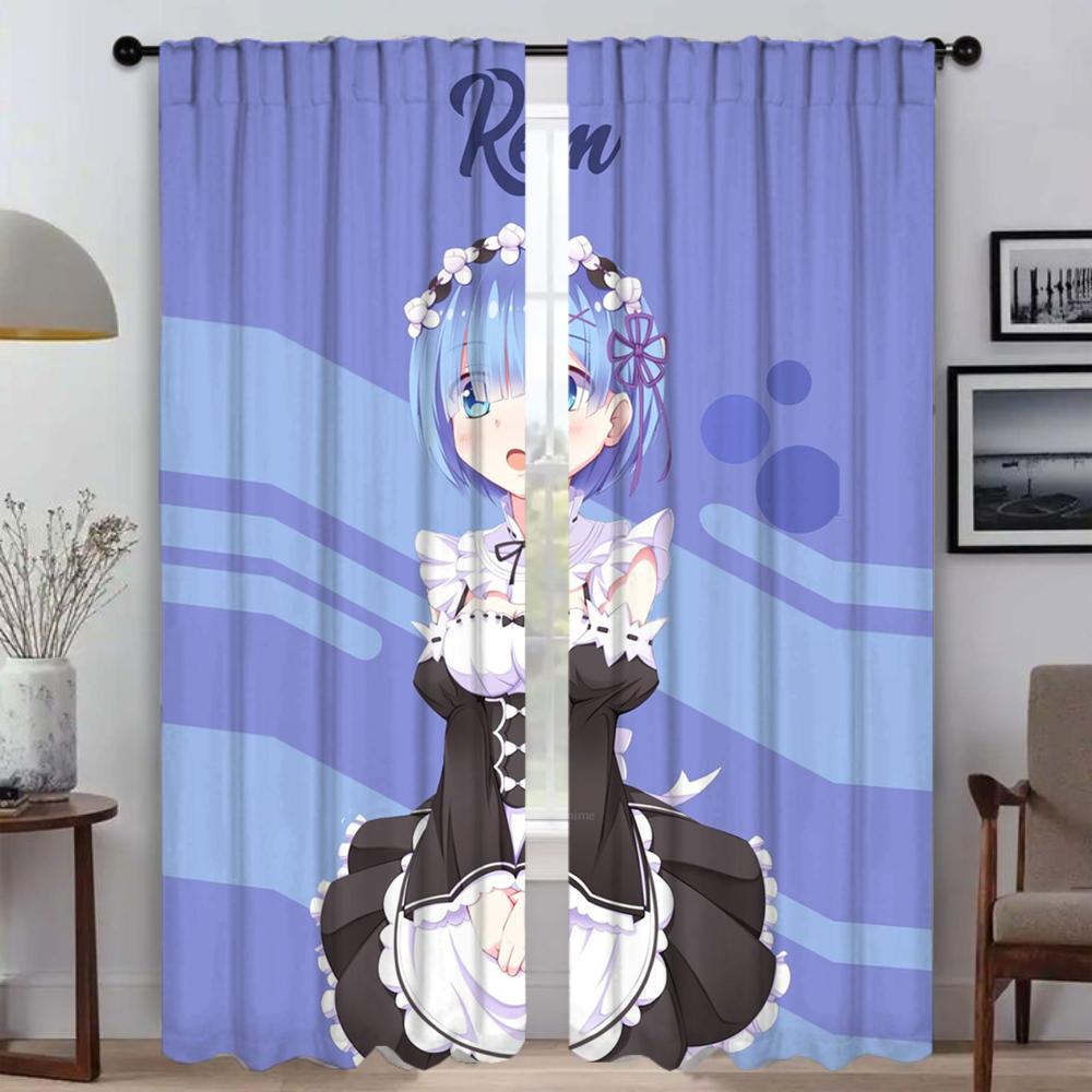 

Шторы для спальни Re-zero Shades Оконные шторы для комнаты 2 Панельные перегородки Домашний интерьер Шторы Украшения на Хэллоуин Гостиная W60xH90cmx2pcs-CL