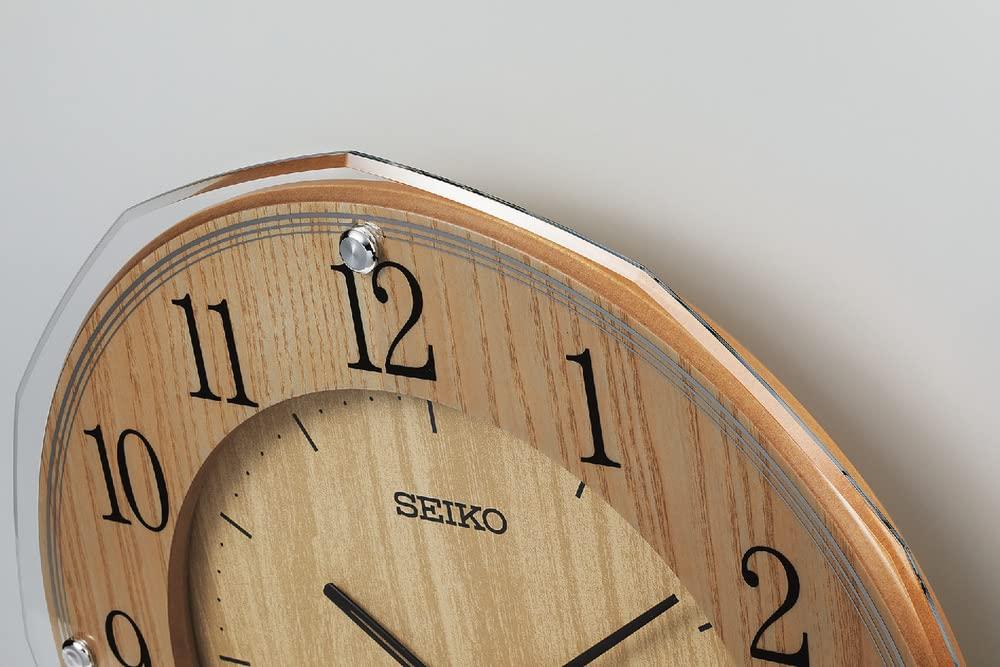 Seiko Clock Wall Clock Radio Wave Light Brown Wood 340 x 340 x 47mm KX270B