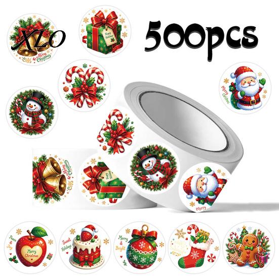 Christmas Scrapbooking Stickers Round Stickers, Santa Claus Snowman And Gingerbread Patterns Print, Holiday Envelope Seals Self Adhesive for