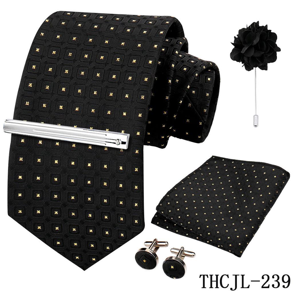 Men'S Business Dress Tie 5-Piece Groom Best Man Dress Accessories Gaowei Dense Jacquard Tie Worker