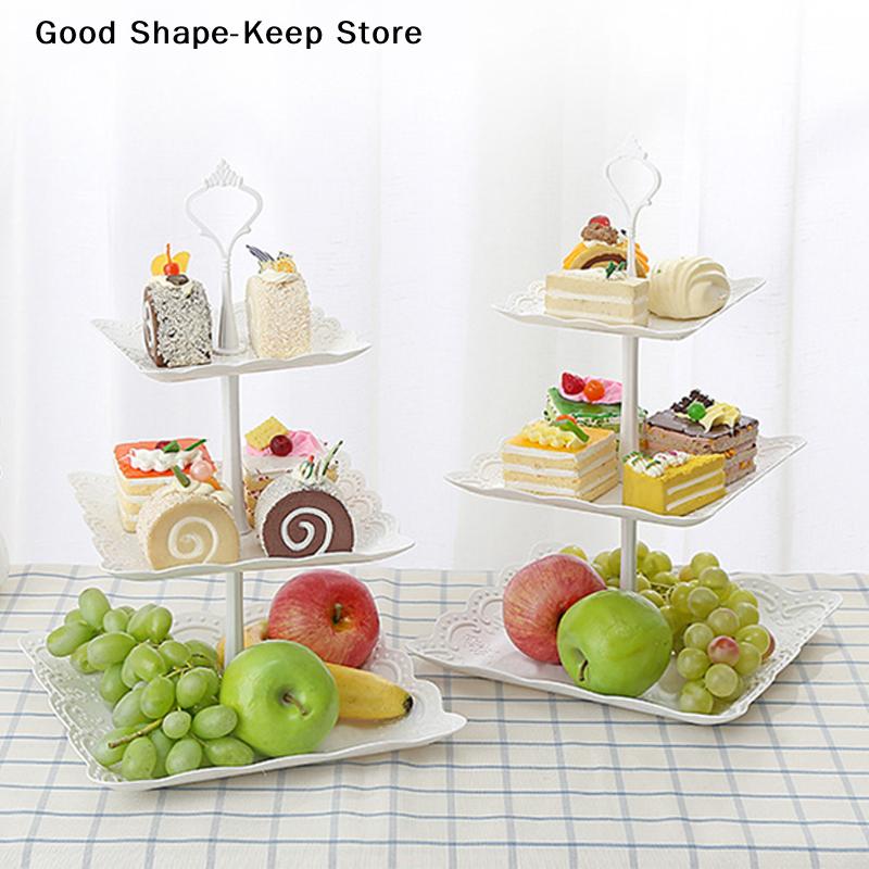 2/3 Tier Cupcake Stand PP Dessert Tower Serving Tray for Fruit Tea Party Baby Shower Wedding Christmas Party - Pastel Colors