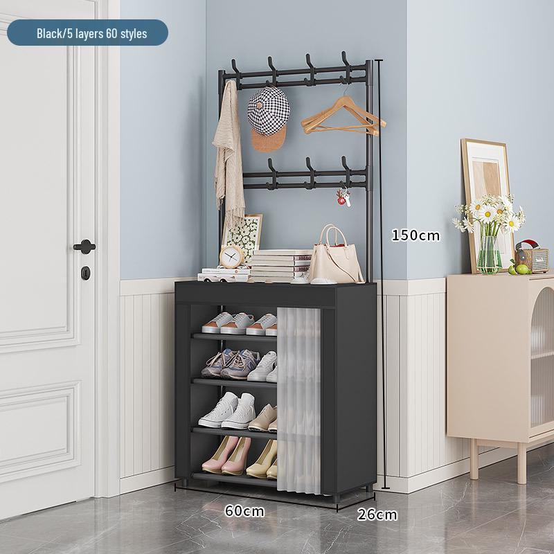 Multi-layer Dustproof Shoe & Hat Rack: Floor-standing Coat Rack & Storage Shelf for Living Room or Entryway