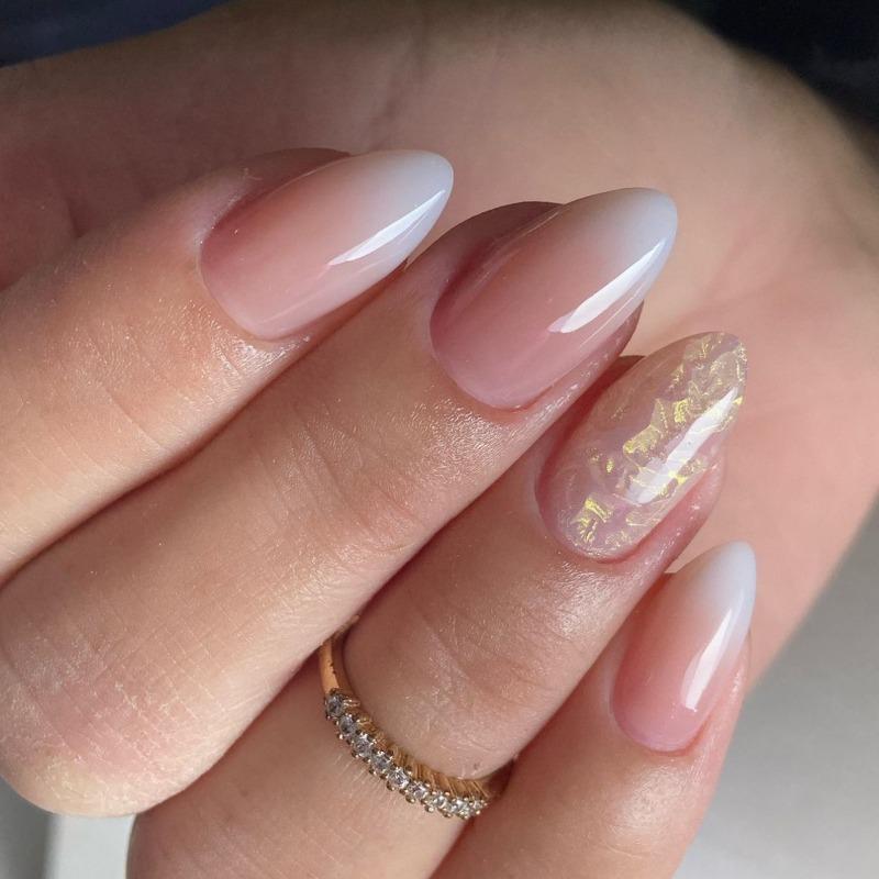 Noste Dlouhý Francouzský Ručně Dělaný Manikúrní Kousek Kamínkový Postupný Přechod Odnímatelná Nálepka na Nehty