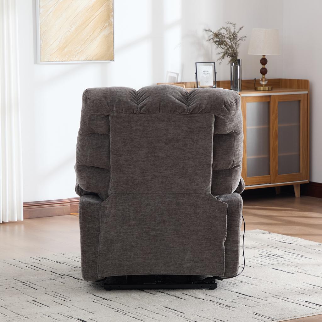 Electric Relax Chair with Stand-Up Assist, Massage and Heat Function, Adjustable Backrest and Footrest As Well As Side Storage Pockets. Gray