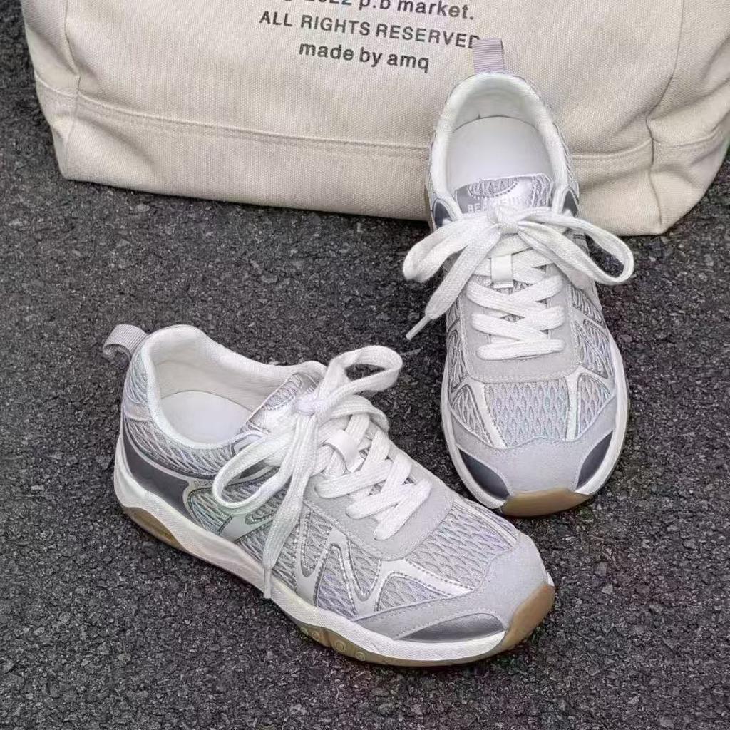 New Sports Dexun Shoes Women's 2025 Summer Mesh Breathable Platform Shoes Genuine Leather Forrest Gump Shoes Casual Dad Shoes Women