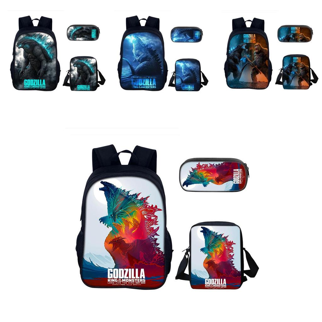 Godzilla Backpack Set With Nylon Material For School And Travel Use