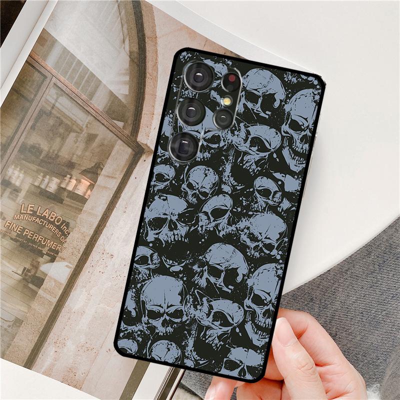 Skelett Totenkopf Kunst Handyhülle Für Samsung Galaxy S24 Ultra S9 S10 S20 S22 S21 Plus S23 FE S25 Ultra Vollabdeckung