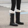 Korean Style Women's High Tube Waterproof Rain Boots - Non-Slip, Warm, Velvet-Lined Rubber Shoes for Outdoors