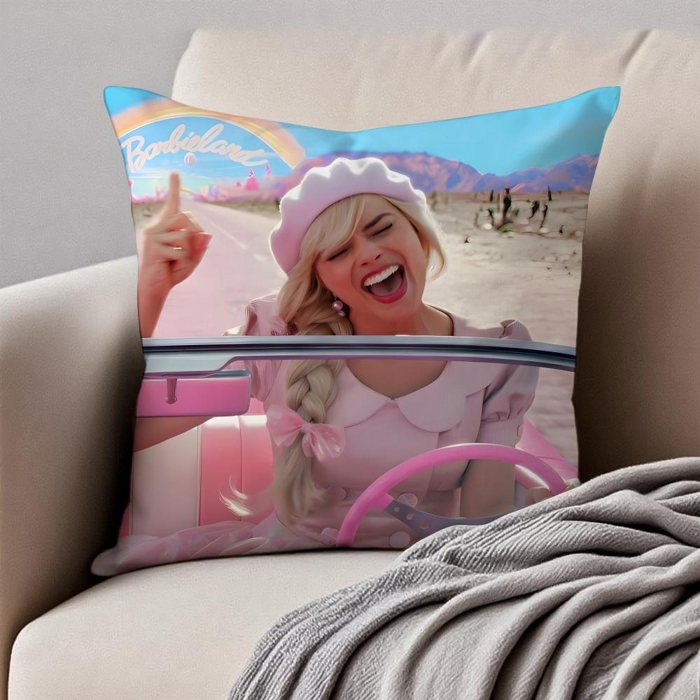 MMargot Robbie Cushion Cover Pillowcase Antidustmite Invisible Zipper Short Plush Sofa Cushion