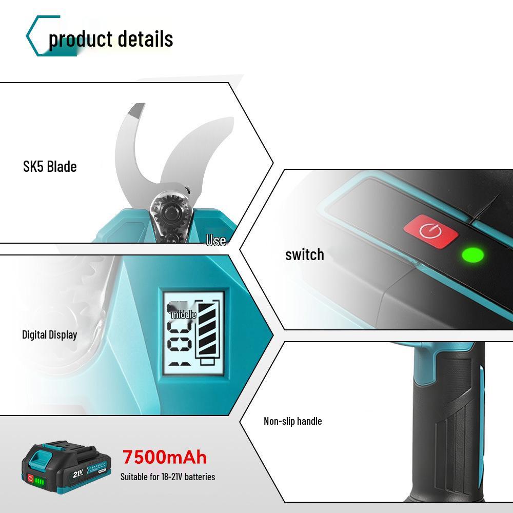 Wireless Digital Display Electric Pruning Shears for High Branches and Fruit Trees