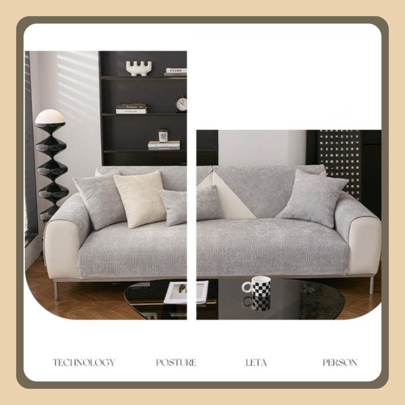 Solid Color Minimalist Sofa Cushion Chenille Cushions Backrest Cover Sofas Towel Cloth Dust Anti Slip Protective Seat Mat