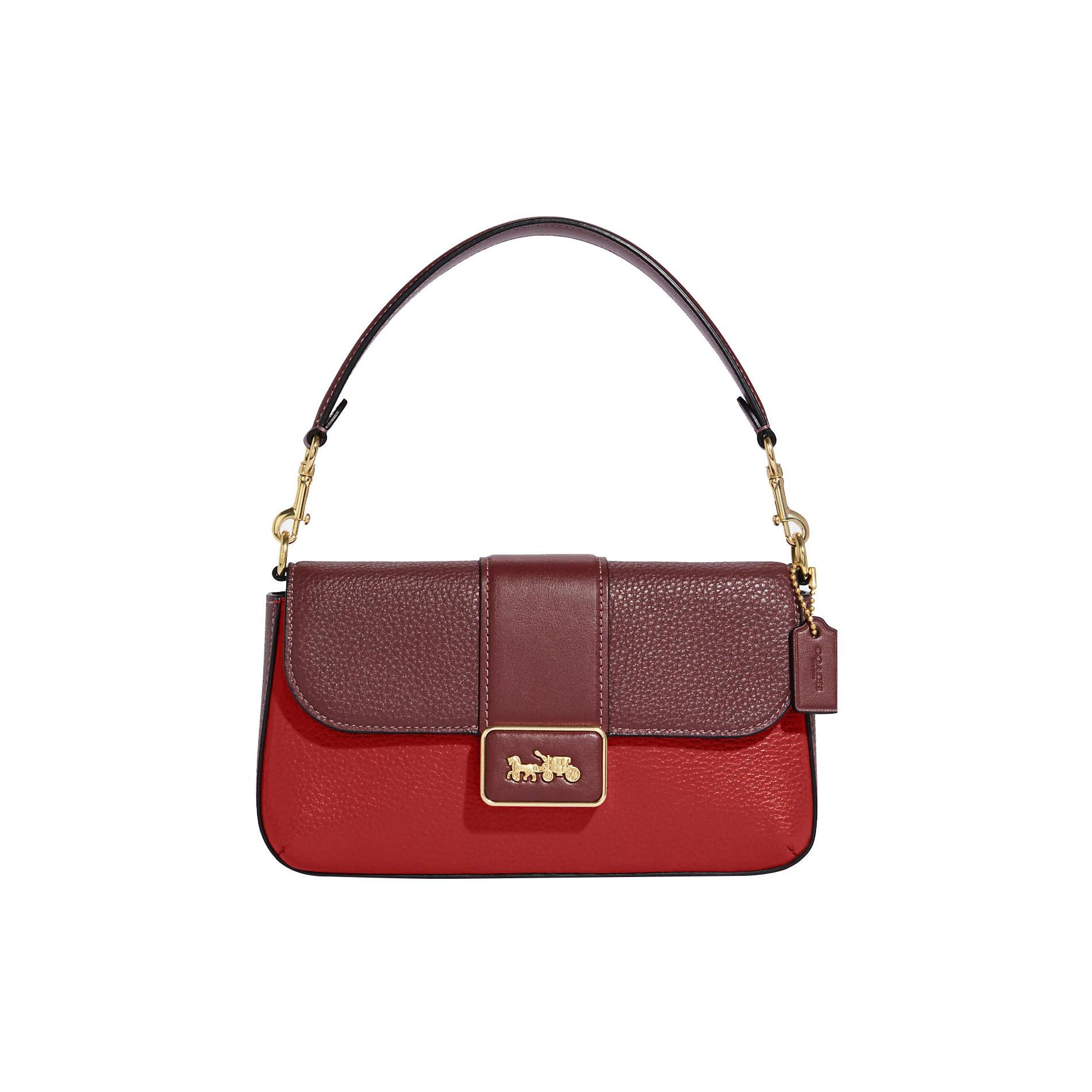 

Coach Grace 22 Color Block Snap Closure Multi-Functional Pocket Leather Shoulder Crossbody Tote Bag Mini Women handbags Red CC057-IMP2Z Basic Set (Bag+Dust Bag)